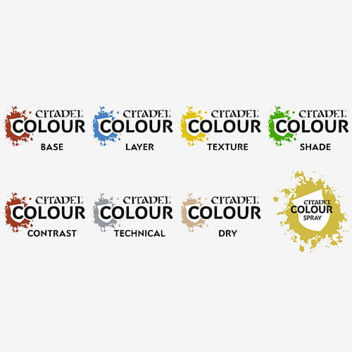 Logos des différents types de peintures chez Citadel